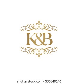 K&B Initial logo. Ornament ampersand monogram golden logo