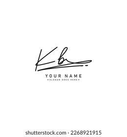 KB Initial Logo in Signature Style for Photography and Fashion Business - Hand Drawn Signature Logo Vector