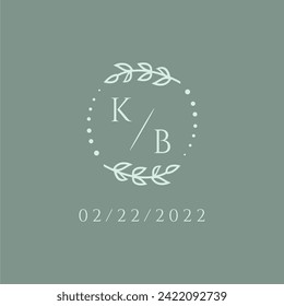 KB initial modern monogram wedding with creative circle line