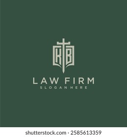 KB initial monogram for law firm with sword and shield logo image