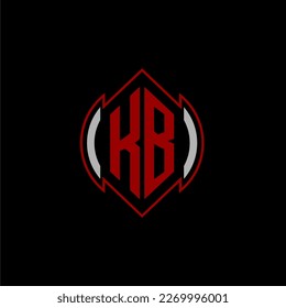 KB initial monogram logo for gaming with Gemoteric line shape style design on isolated background