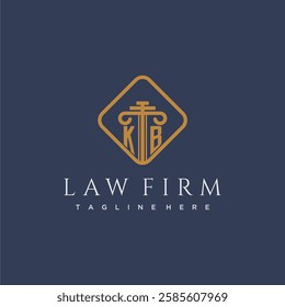 KB initial monogram logo for lawfirm with pillar in creative square design