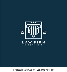 Logotipo do monograma inicial da KB para escritório de advocacia com design de pilares em quadrado criativo