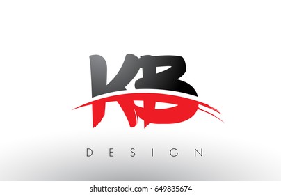 KB K B Brush Logo Letters Design with Red and Black Colors and Brush Letter Concept.