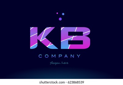 kb k b  creative color blue background pink purple magenta alphabet letter company logo vector icon