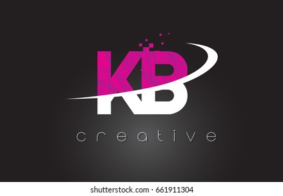 KB K B Creative Letters Design. White Pink Letter Vector Illustration.