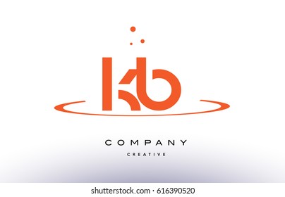 KB K B creative orange swoosh dots alphabet company letter logo design vector icon template