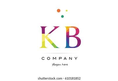 kb k b  creative rainbow colors colored alphabet company letter logo design vector icon template