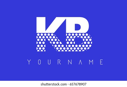 KB K B Dotted Pattern Letter Logo Design Vector with Blue Background.
