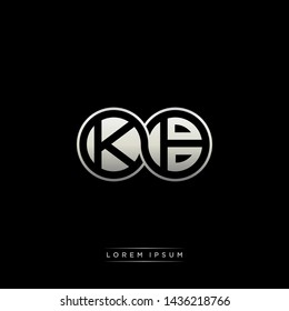 KB K B initial letter linked circle capital monogram logo modern template silver color edition