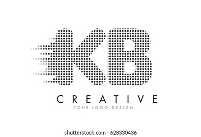 KB K B Letter Logo Design with Black Dots and Bubble Trails.