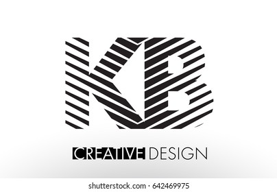 KB K B Lines Letter Design with Creative Elegant Zebra Vector Illustration.
