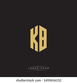 KB K B Logo Emblem Hexagon Capital Letter Modern Template
