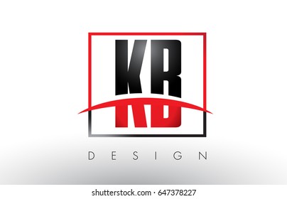 KB K B Logo Letters with Red and Black Colors and Swoosh. Creative Letter Design Vector.