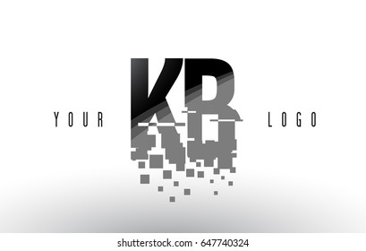 KB K B Pixel Letter Logo with Digital Shattered Black Squares. Creative Letters Vector Illustration.