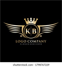 KB Letter Initial with Royal Wing Logo Template.