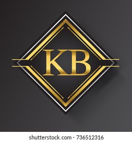 KB Letter logo in a square shape gold and silver colored geometric ornaments.
