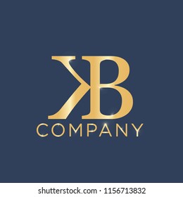 KB Logo Design Template. Luxury Gold Letter Vector