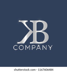 KB Logo Design Template. Luxury Silver Letter Vector