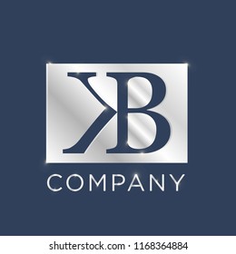 KB Logo Design Template. Luxury Silver Plat Vector