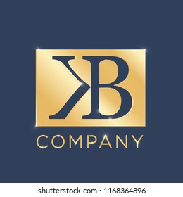 KB Logo Design Template. Luxury Gold Plat Vector