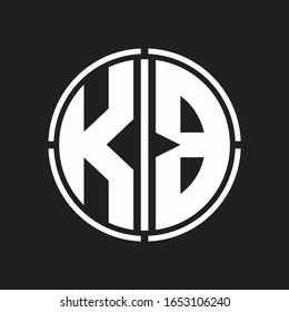 KB Logo initial with circle line cut design template