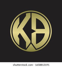 KB Logo monogram circle with piece ribbon style on gold colors