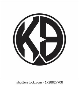 KB Logo monogram circle with piece ribbon style on white background