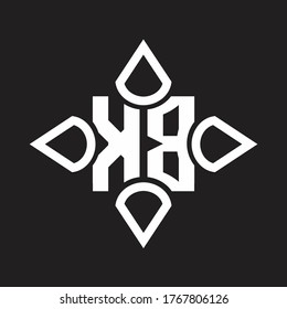 Monograma del logotipo KB con cuatro cono redondeado por la plantilla de diseño de formas