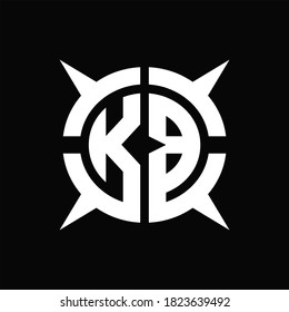 KB Logo monogram with four pieces circle slice design template on Black Background