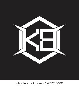 Monograma del logotipo KB con plantilla de diseño de forma hexagonal y de cuatro ejes