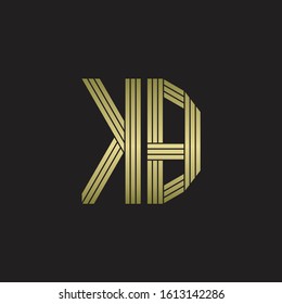 KB Logo monogram outline style linked isolated with gold colors