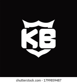 KB Logo monogram with shield around crown shape design template