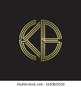 KB Logo monogram triple ribbon style line design template isolated with gold color