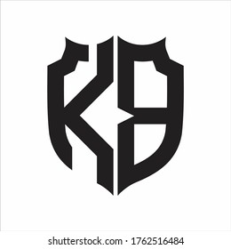 KB Logo Shield style Monogram design template on white background