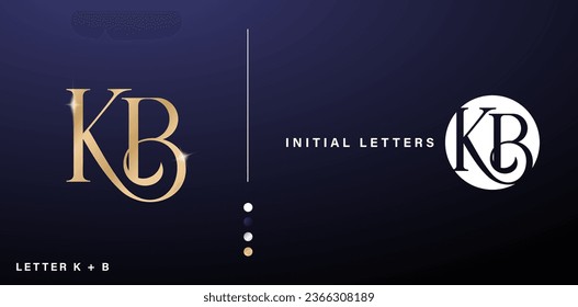 KB monogram letters, Lettering K and B logo design with gold color for branding business, company identity, advertisement material, collage prints, ads campaign marketing, screen printing, letterpress