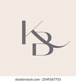 Logotipo do monograma KB. Elegante alfabeto. Letra maiúscula k, letra b. Sinal alfabético de luxo. Design moderno deco, moda, spa de beleza, tipografia de personagens de estilo de casamento.