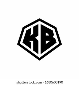 KB monogram logo with hexagon shape and line rounded style design template isolated on white background