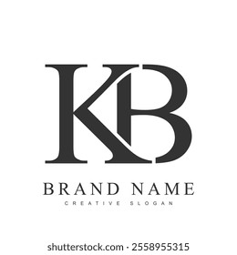 KB trendy logotype template. Initial letter k and b classic font style. Creative logo for company name or identity. Vector illustration.