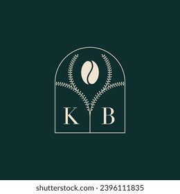 KB Unique and simple logo design combination of letters and coffee bean