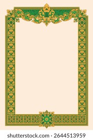 Kbach Khmer Frame Vector Arts, Cambodia or Khmer Ornament Style, South East Asia Ornament Swirl Design. Thai, Laos, Vietnam, Myanmar, India, Swirl frame.