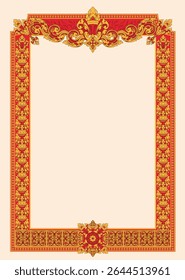 Kbach Khmer Frame Vector Arts, Cambodia or Khmer Ornament Style, South East Asia Ornament Swirl Design. Thai, Laos, Vietnam, Myanmar, India, Swirl frame.