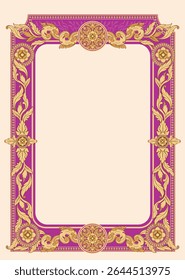 Kbach Khmer Frame Vector Arts, Cambodia or Khmer Ornament Style, South East Asia Ornament Swirl Design. Thai, Laos, Vietnam, Myanmar, India, Swirl frame.