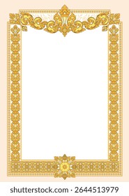Kbach Khmer Frame Vector Arts, Cambodia or Khmer Ornament Style, South East Asia Ornament Swirl Design. Thai, Laos, Vietnam, Myanmar, India, Swirl frame.