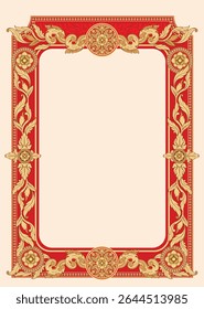 Kbach Khmer Frame Vector Arts, Cambodia or Khmer Ornament Style, South East Asia Ornament Swirl Design. Thai, Laos, Vietnam, Myanmar, India, Swirl frame.