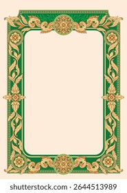 Kbach Khmer Frame Vector Arts, Cambodia or Khmer Ornament Style, South East Asia Ornament Swirl Design. Thai, Laos, Vietnam, Myanmar, India, Swirl frame.