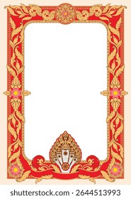 Kbach Khmer Frame Vector Arts, Cambodia or Khmer Ornament Style, South East Asia Ornament Swirl Design. Thai, Laos, Vietnam, Myanmar, India, Swirl frame.