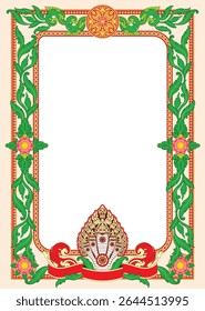 Kbach Khmer Frame Vector Arts, Cambodia or Khmer Ornament Style, South East Asia Ornament Swirl Design. Thai, Laos, Vietnam, Myanmar, India, Swirl frame.