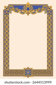Kbach Khmer Frame Vector Arts, Cambodia or Khmer Ornament Style, South East Asia Ornament Swirl Design. Thai, Laos, Vietnam, Myanmar, India, Swirl frame.