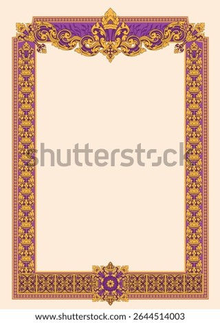 Kbach Khmer Frame Vector Arts, Cambodia or Khmer Ornament Style, South East Asia Ornament Swirl Design. Thai, Laos, Vietnam, Myanmar, India, Swirl frame.